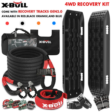 Buy X - BULL 4X4 Recovery Kit Kinetic Recovery Rope Snatch Strap With 2PCS Recovery Tracks 4WD Gen2.0 Black - Mud Tracks